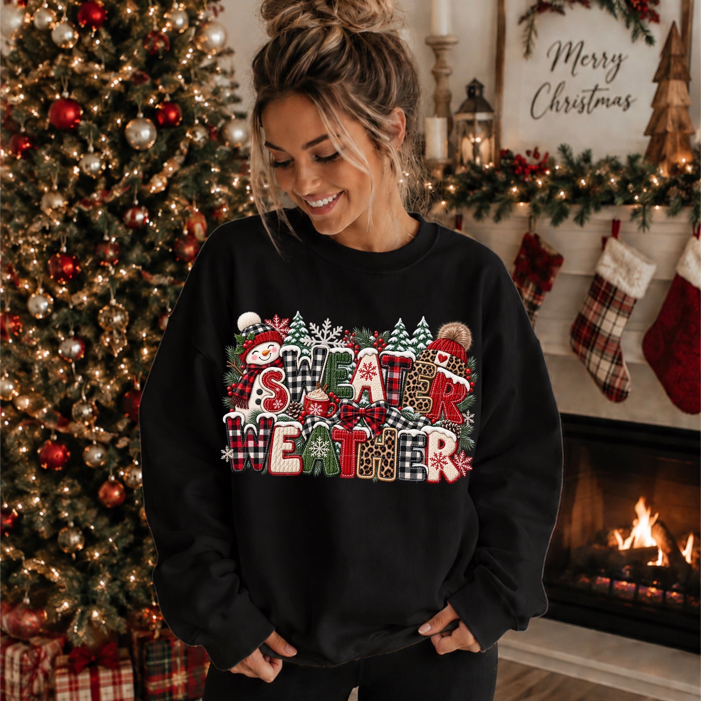 Sweater Weather Winter Faux Embroidery