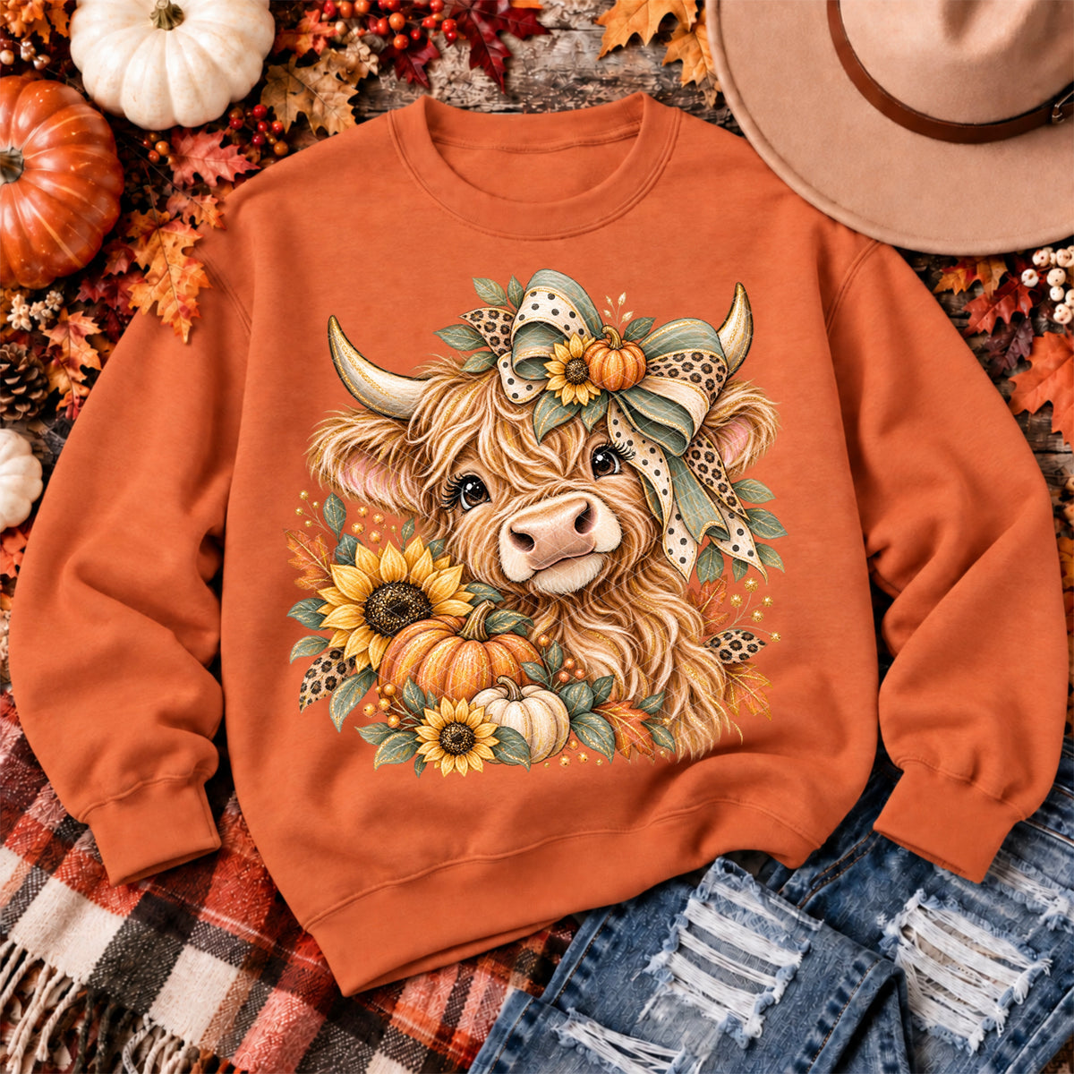Sweet Fall Highland Cow