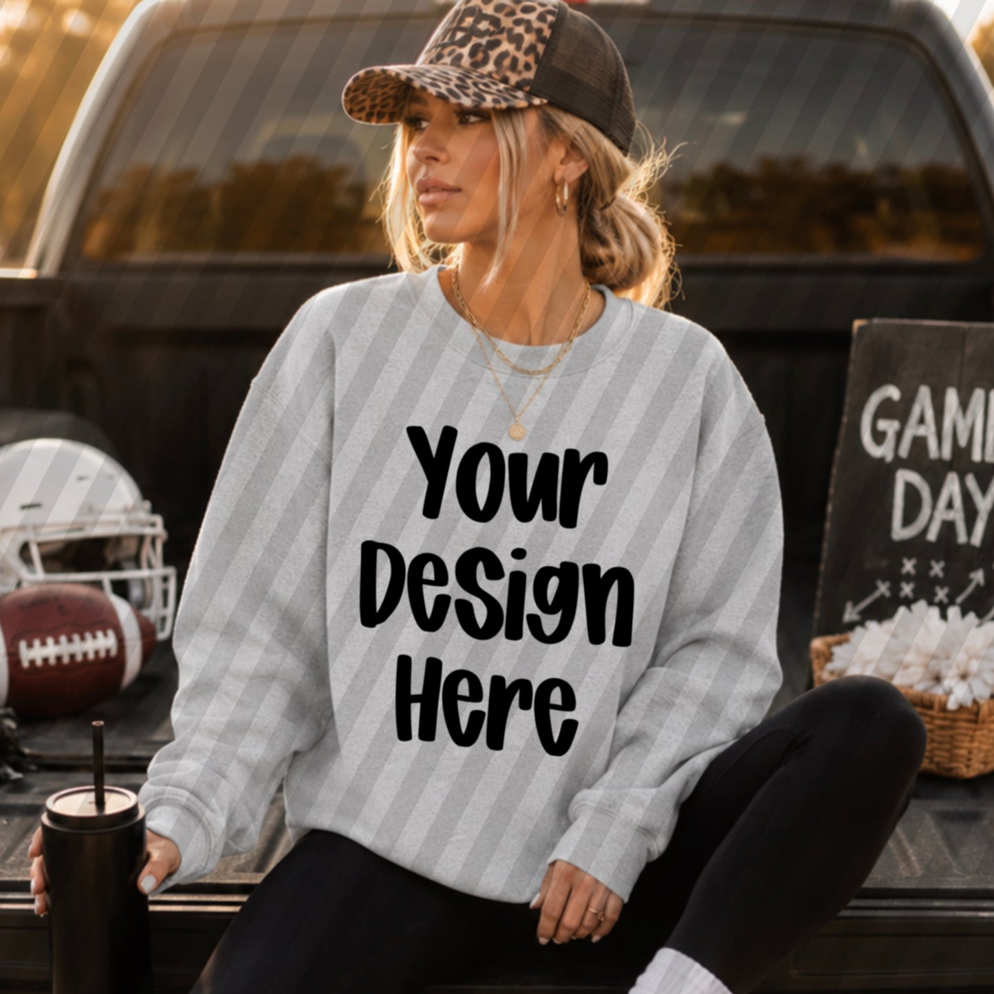 Gildan 18000 Ash Grey Football Tailgate Mockup