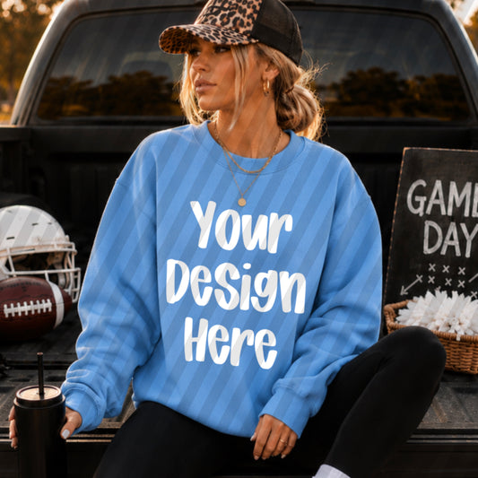 Gildan 18000 Columbia Blue Football Tailgate Mockup