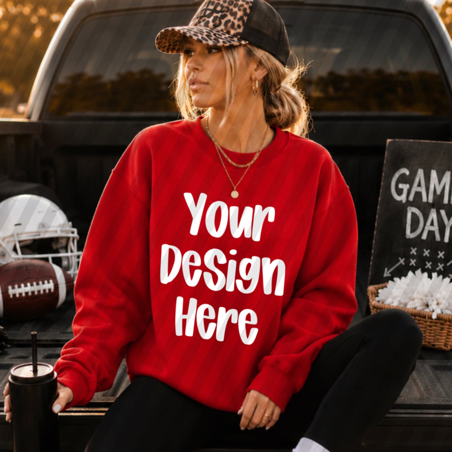 Gildan 18000 Red Football Tailgate Mockup