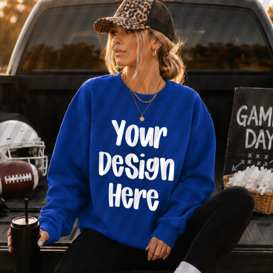 Gildan 18000 Royal Blue Football Tailgate Mockup