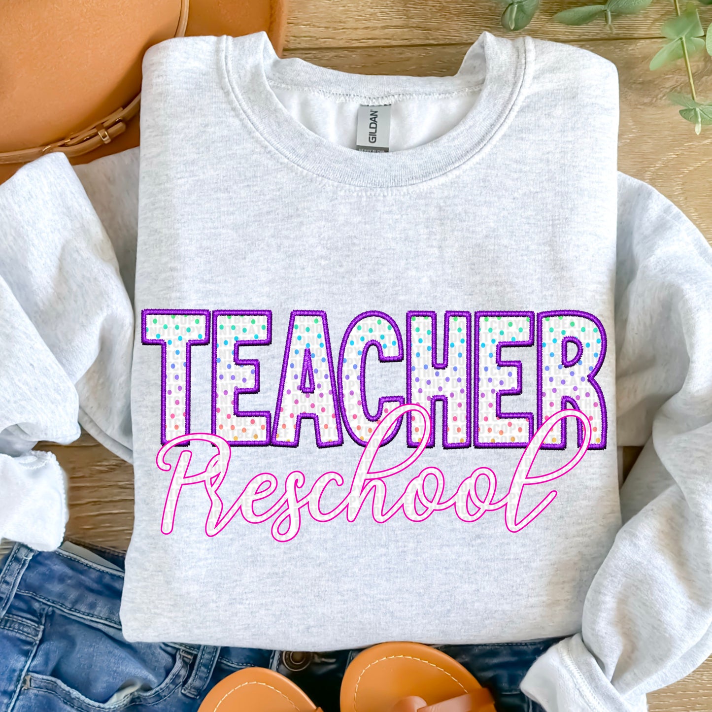 Teacher Preschool Dots Embroidery