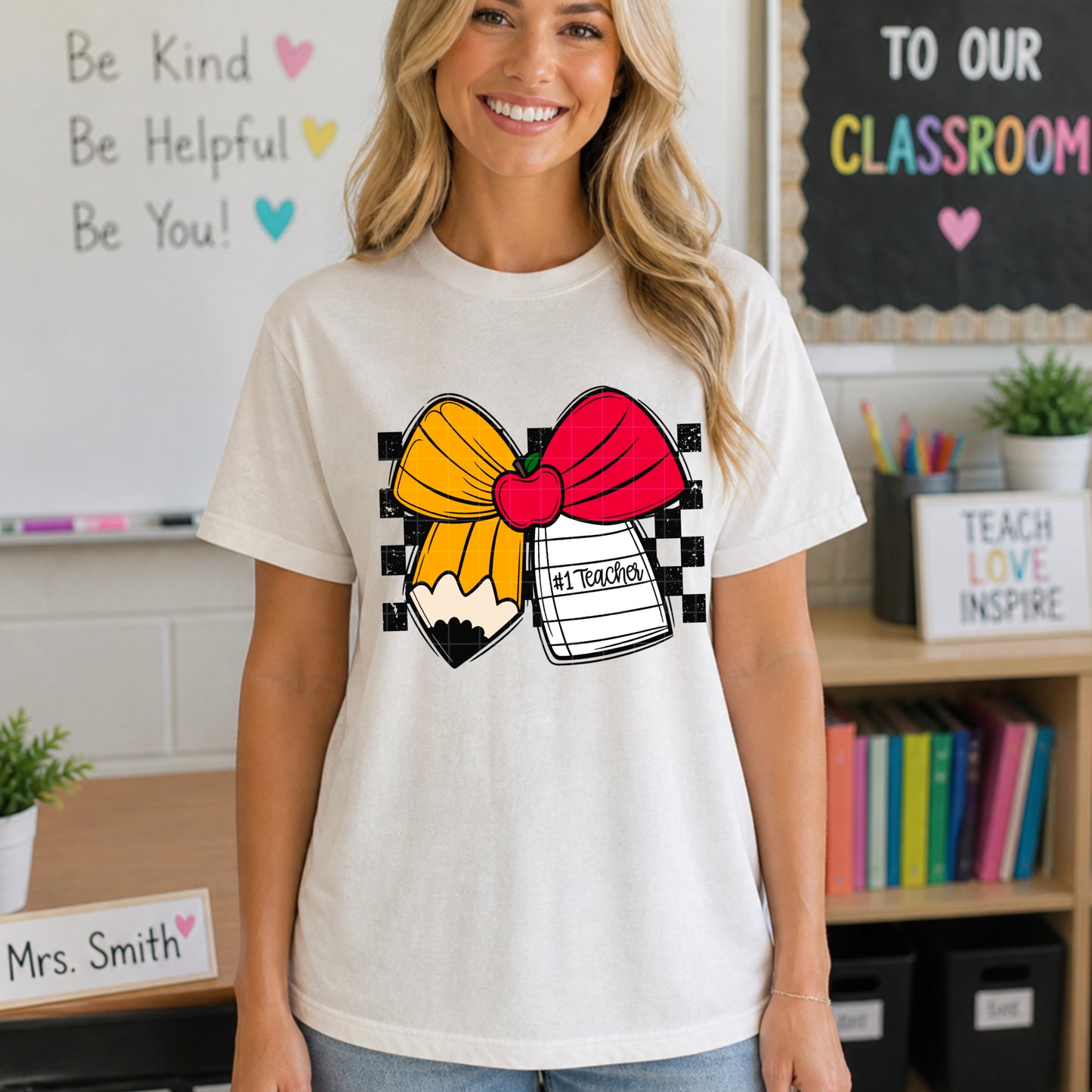 Teacher Bow Checkered