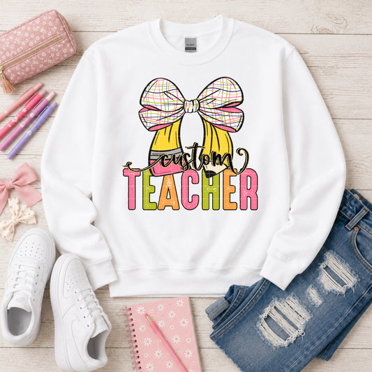 Teacher Pencil Bow Custom