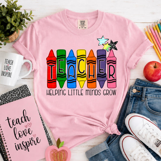 Teacher Helping Little Minds Crayons