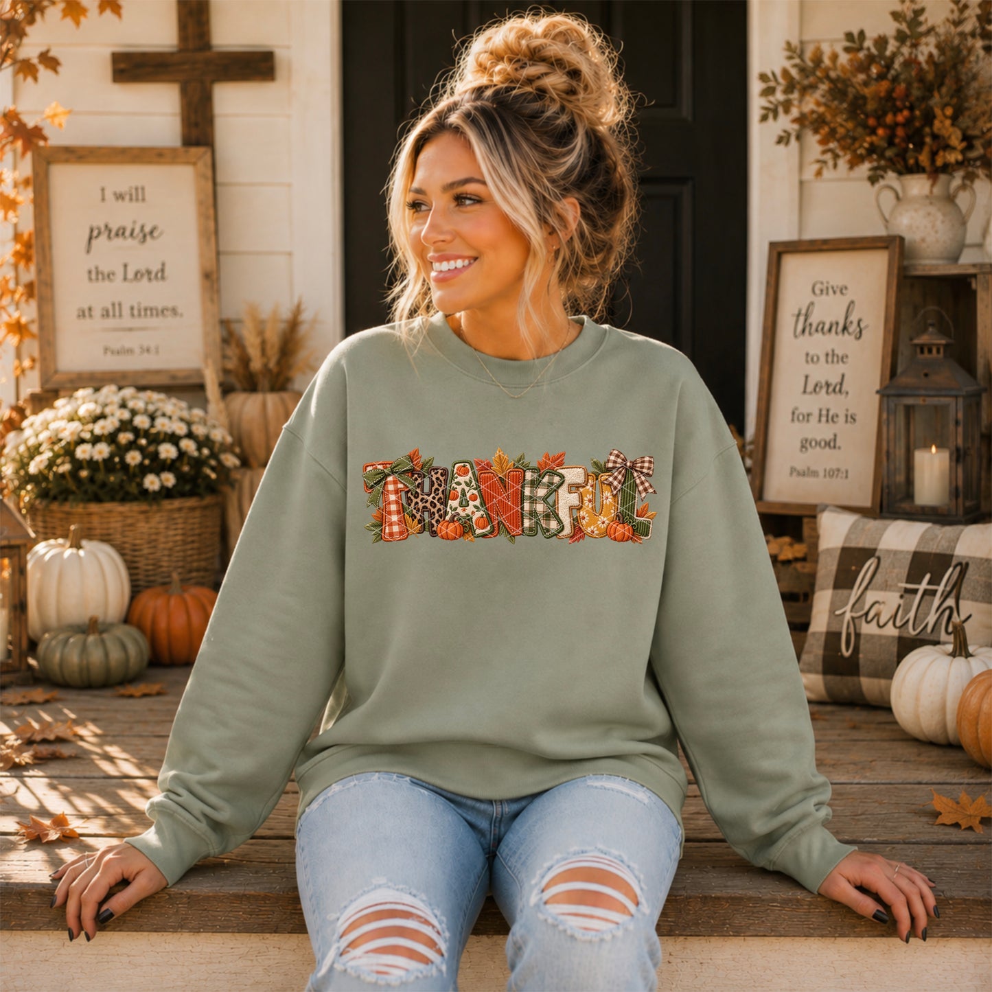 Thankful Faux Embroidery