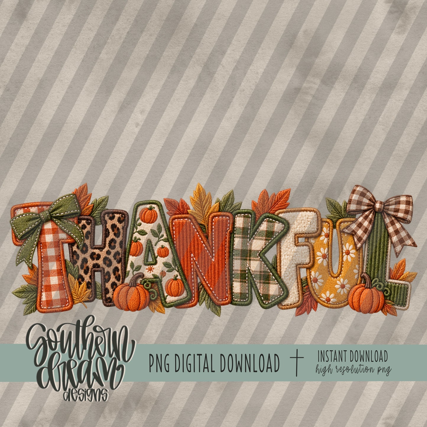 Thankful Faux Embroidery