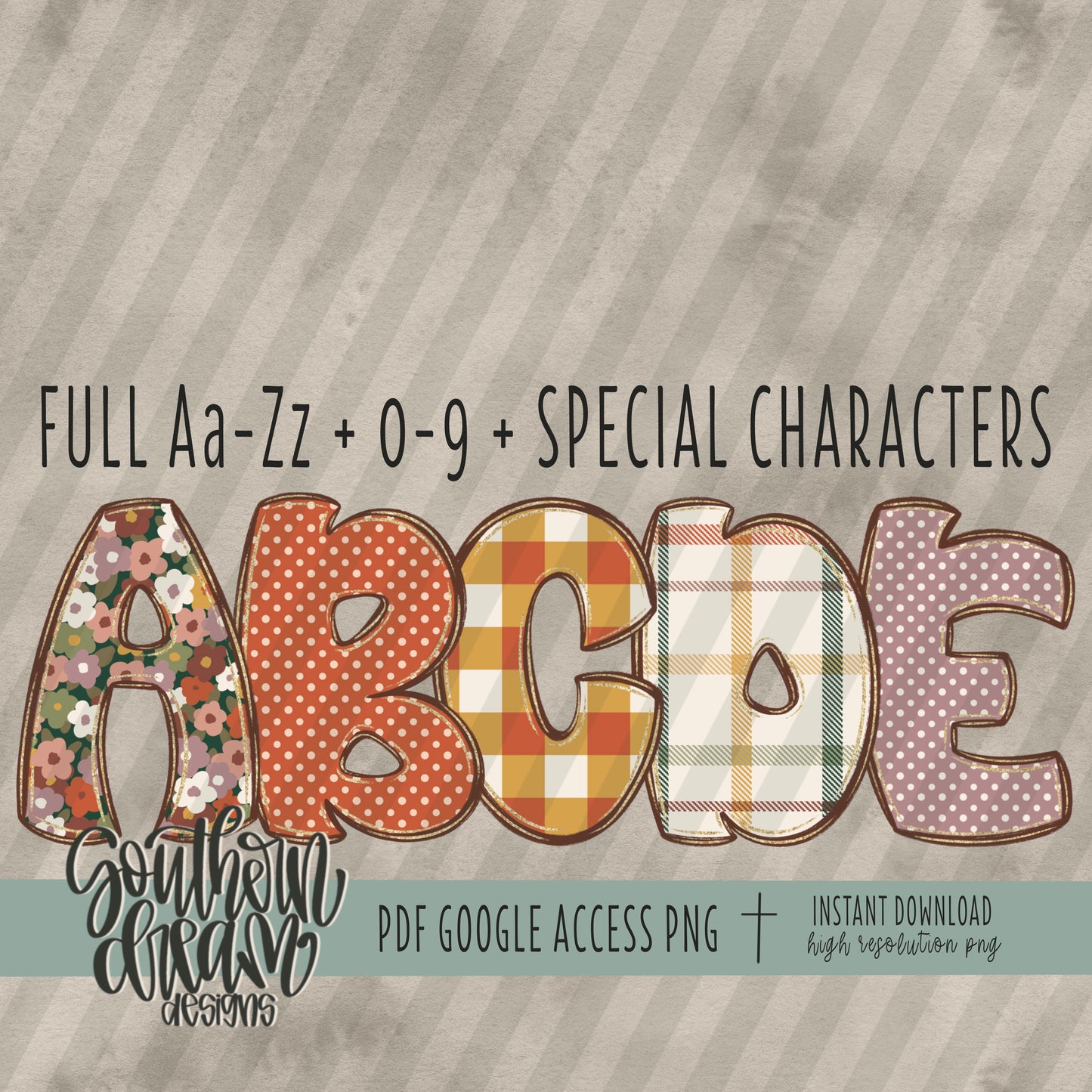 Gathered Doodle Alpha (5 Sets Aa-Zz, 0-9, Special Characters)