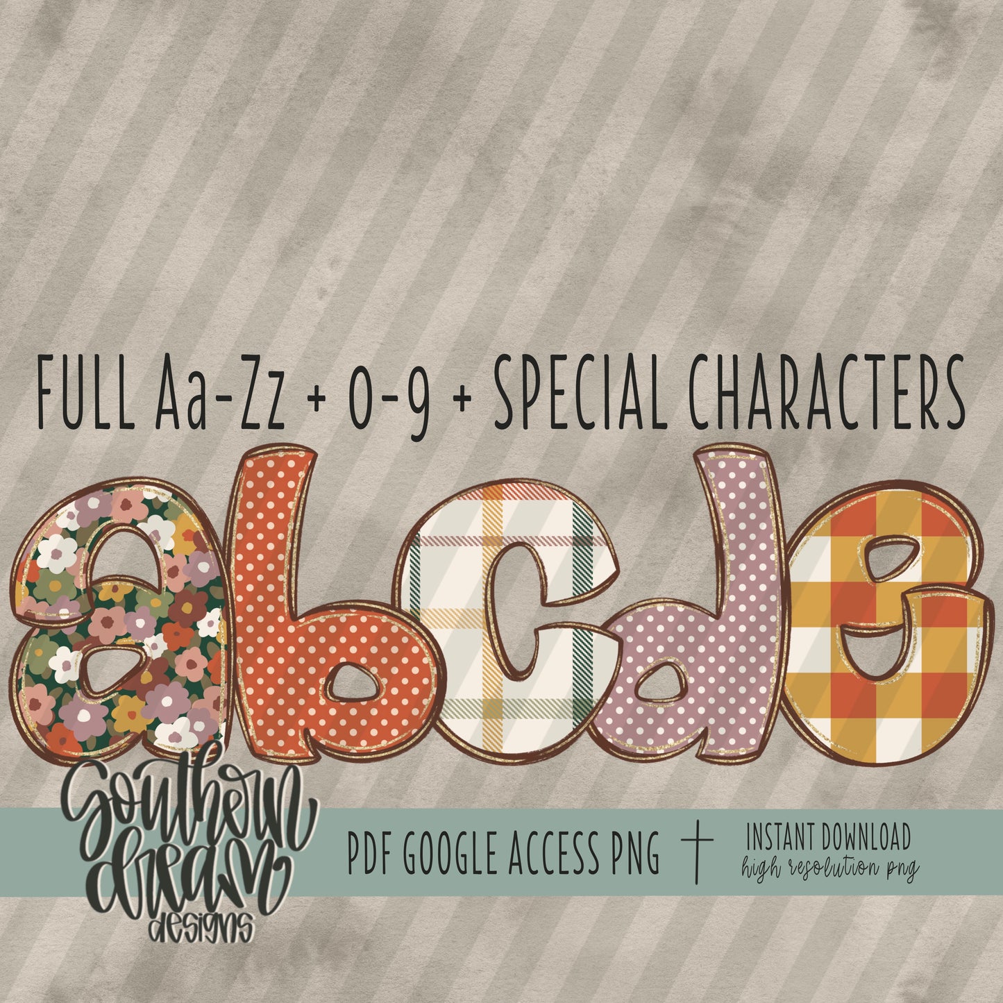 Gathered Doodle Alpha (5 Sets Aa-Zz, 0-9, Special Characters)
