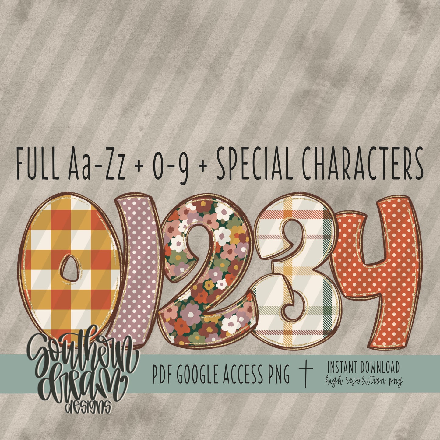 Gathered Doodle Alpha (5 Sets Aa-Zz, 0-9, Special Characters)