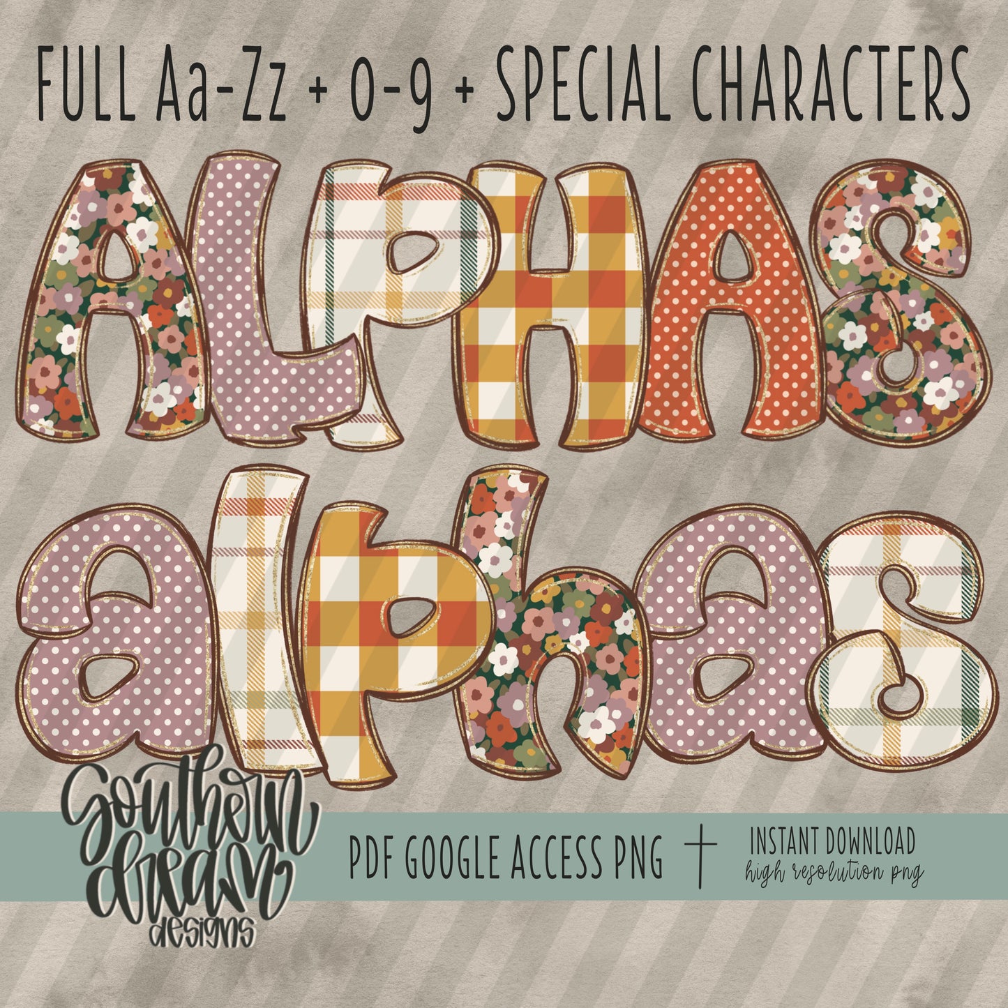 Gathered Doodle Alpha (5 Sets Aa-Zz, 0-9, Special Characters)
