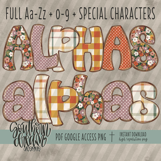 Gathered Doodle Alpha (5 Sets Aa-Zz, 0-9, Special Characters)