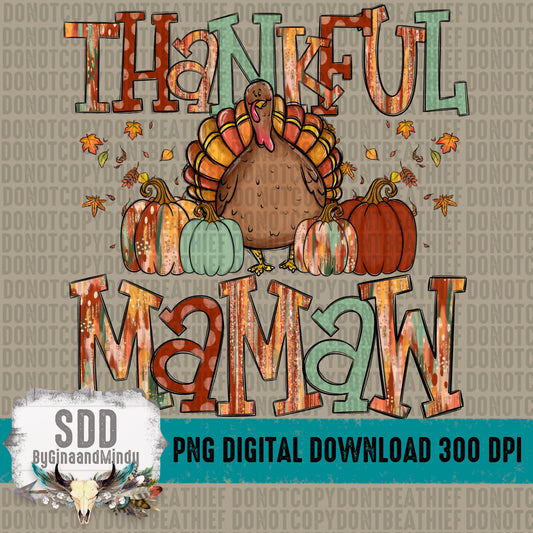 Thankful Mamaw Doodle Letters