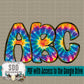 Chunky Tie Dye Doodle Alpha Set (1 Set Uppercase & Lowercase, 0-9, + Special Characters)