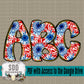 Patriotic Tie Dye Doodle Alpha Set (1 Set Uppercase & Lowercase, 0-9, + Special Characters)