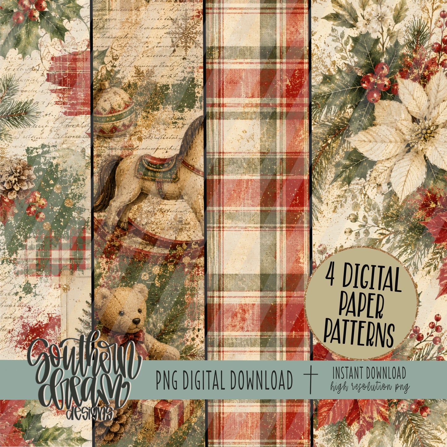 Timeless Christmas Classics Digital Paper BUNDLE (Not Seamless)