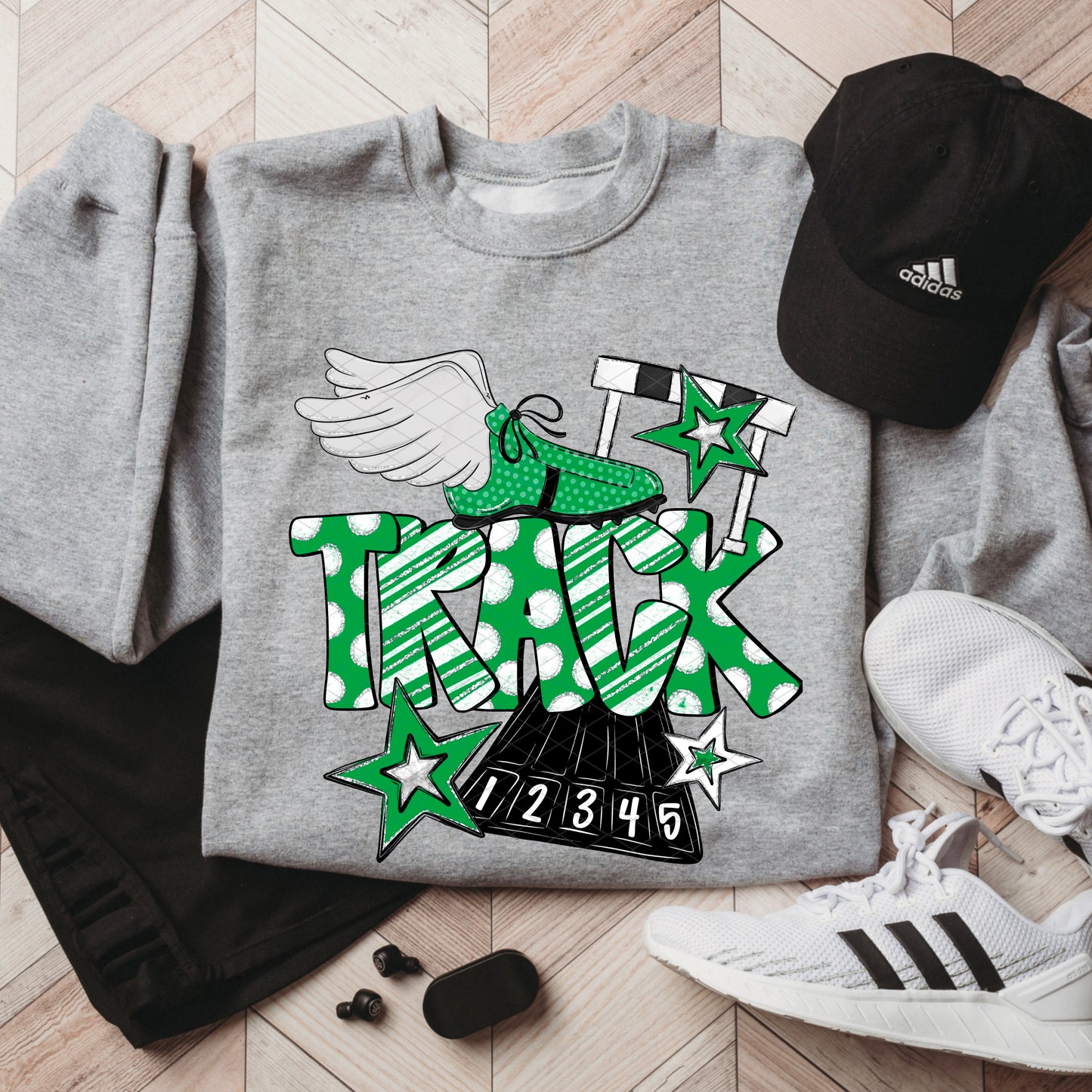 Track Doodle Collection; Kelly Green and White