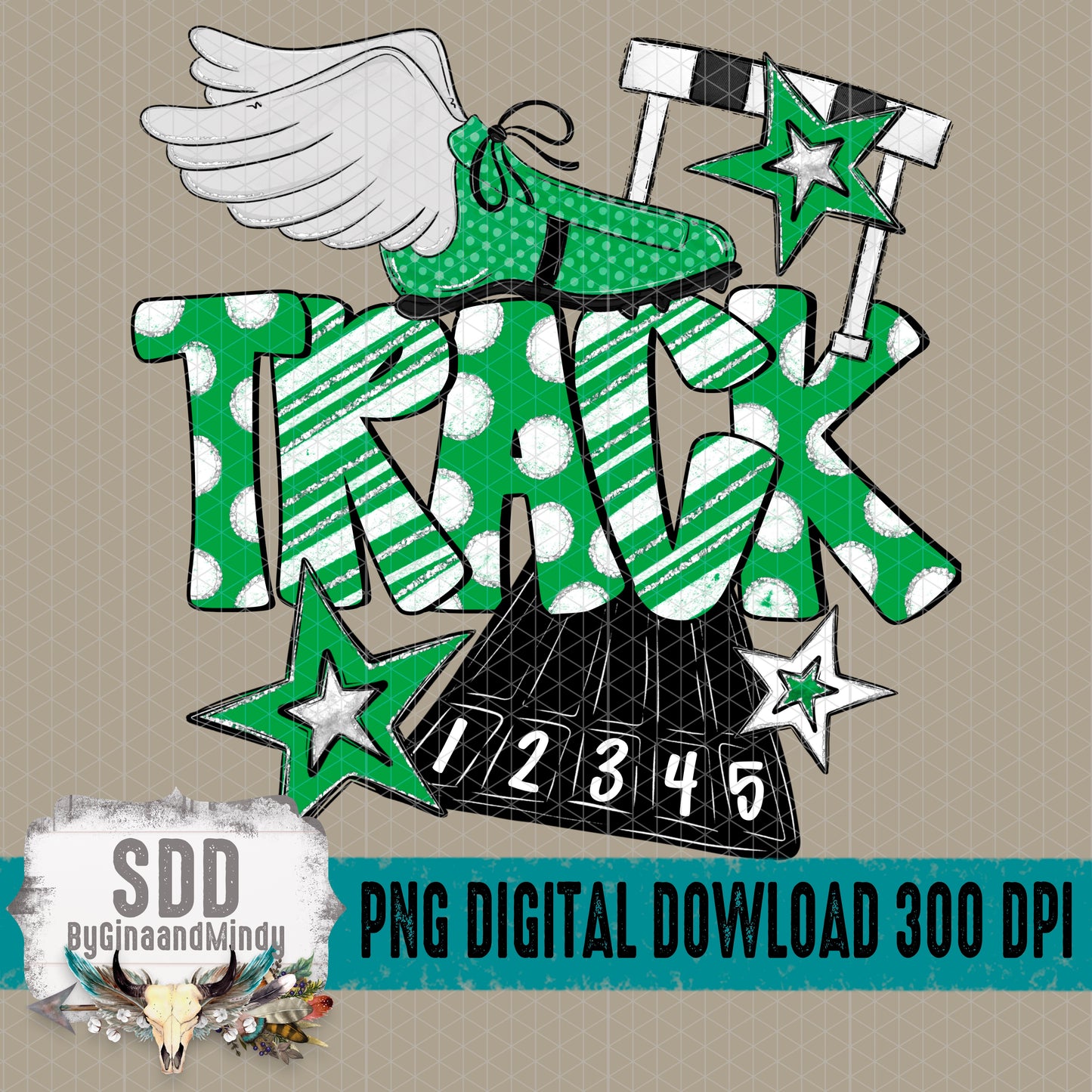 Track Doodle Collection; Kelly Green and White