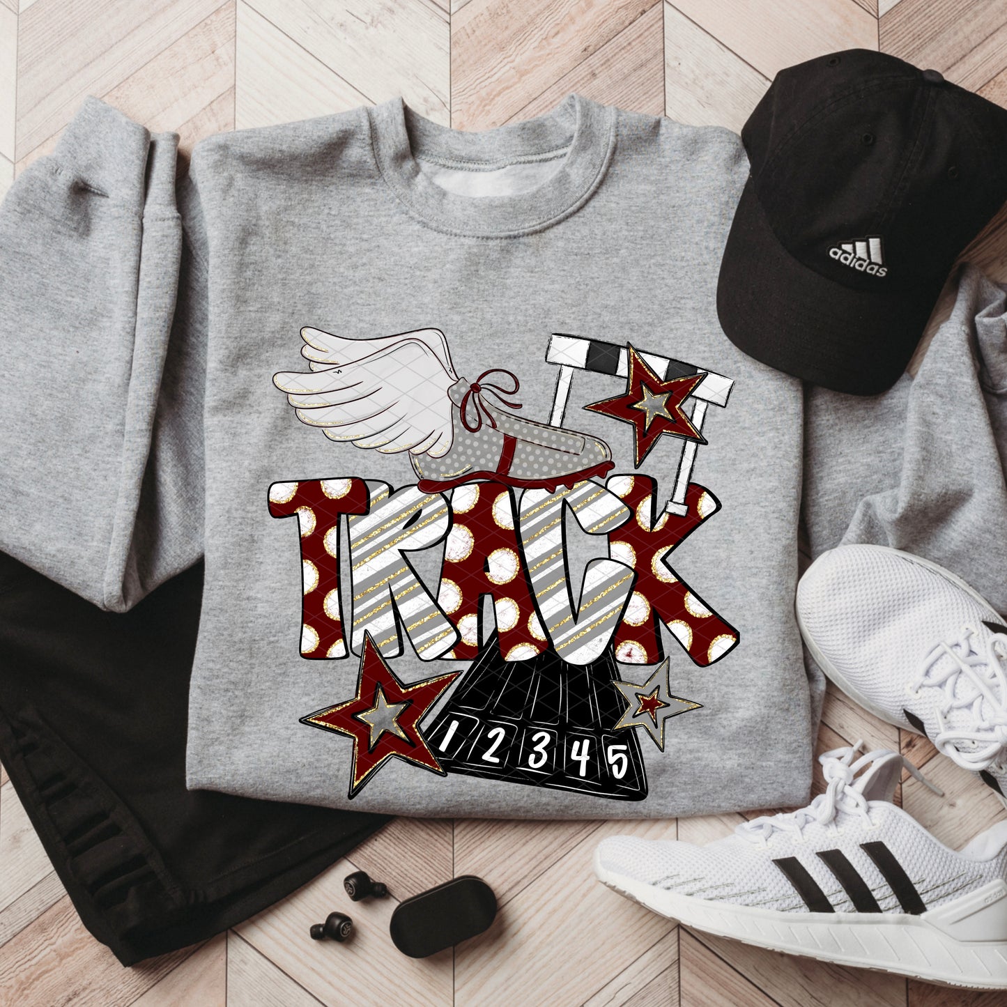 Track Doodle Collection; Maroon and Grey