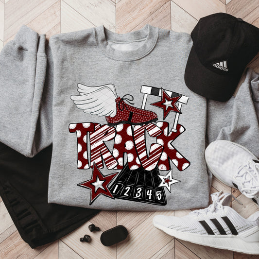 Track Doodle Collection; Maroon and White