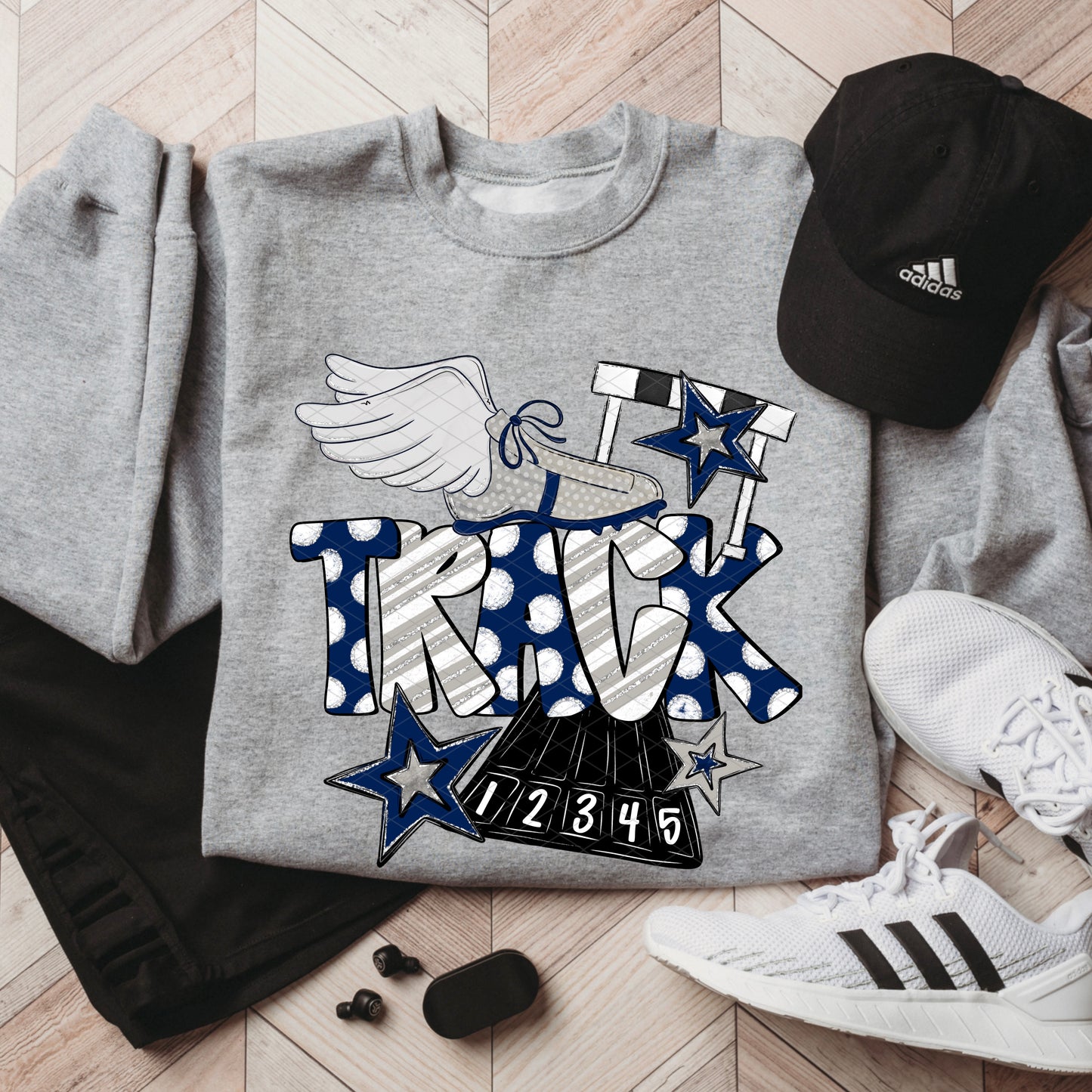 Track Doodle Collection; Navy Blue and Grey