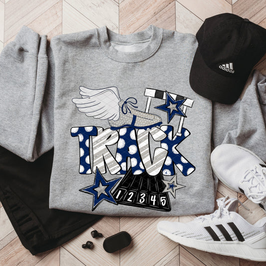 Track Doodle Collection; Navy Blue and Grey