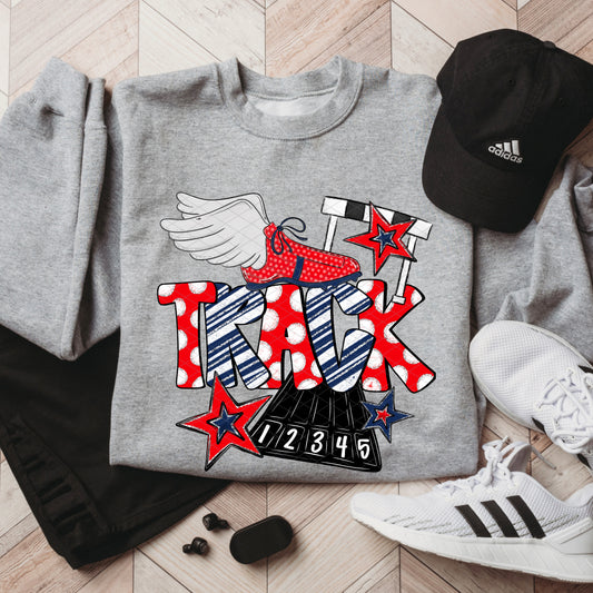 Track Doodle Collection; Navy Blue and Red