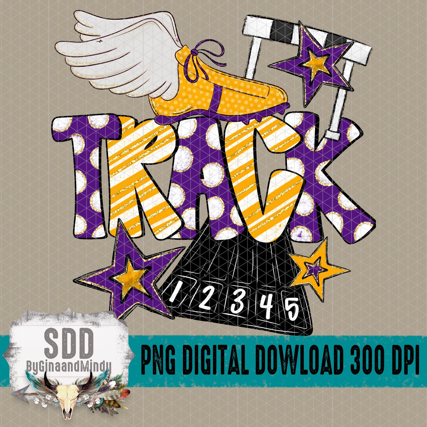 Track Doodle Collection; Purple and Yellow Gold