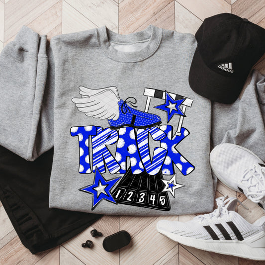 Track Doodle Collection; Royal Blue and White