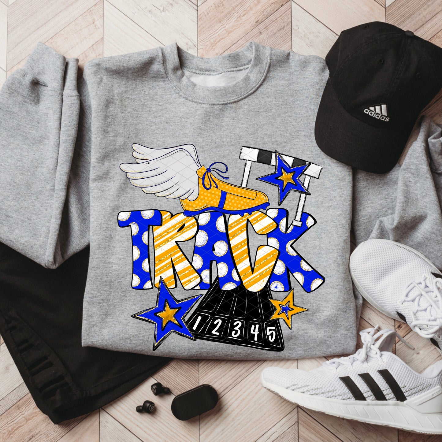 Track Doodle Collection; Royal Blue & Yellow Gold