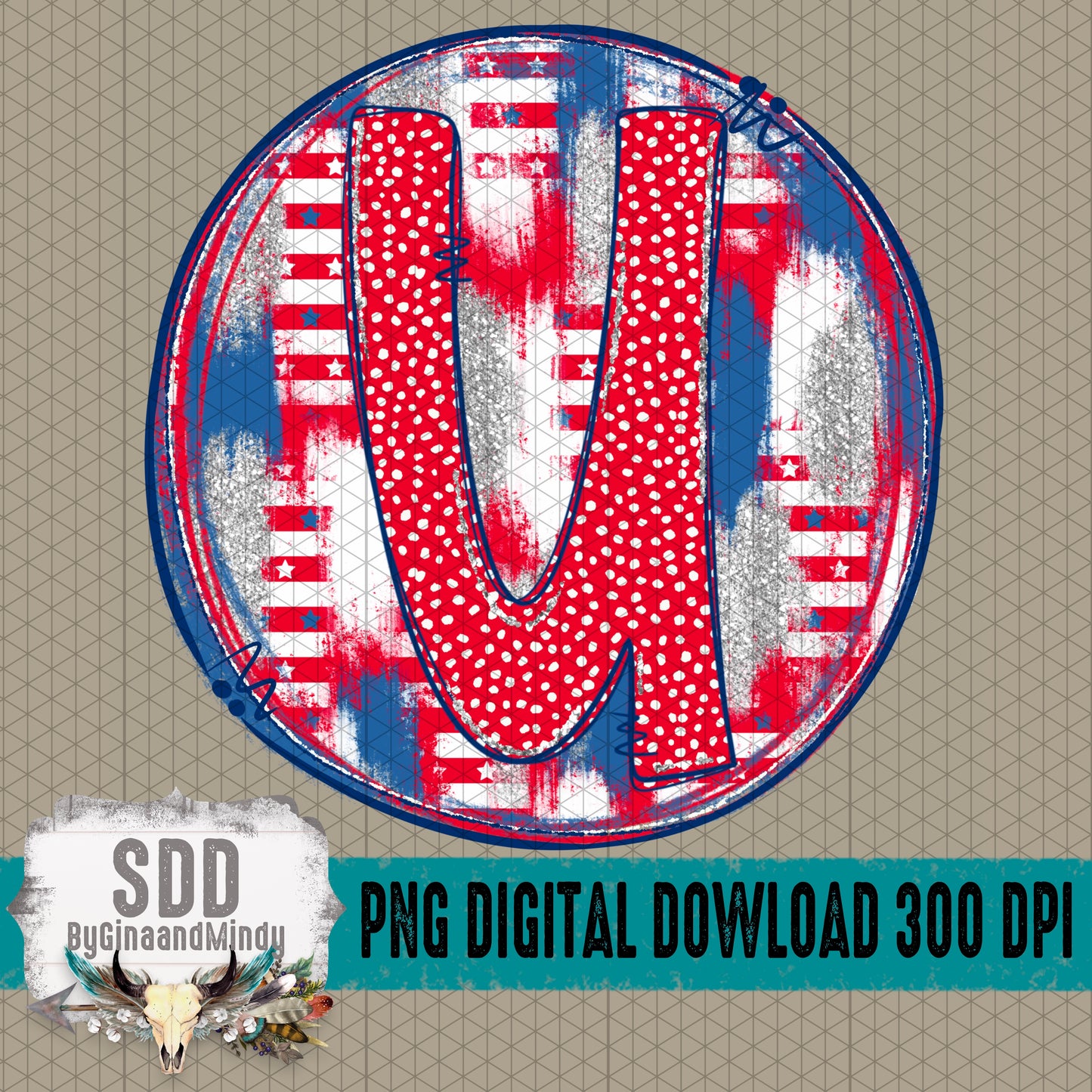 Patriotic Brush Strokes Circle DIY/Personalize; U