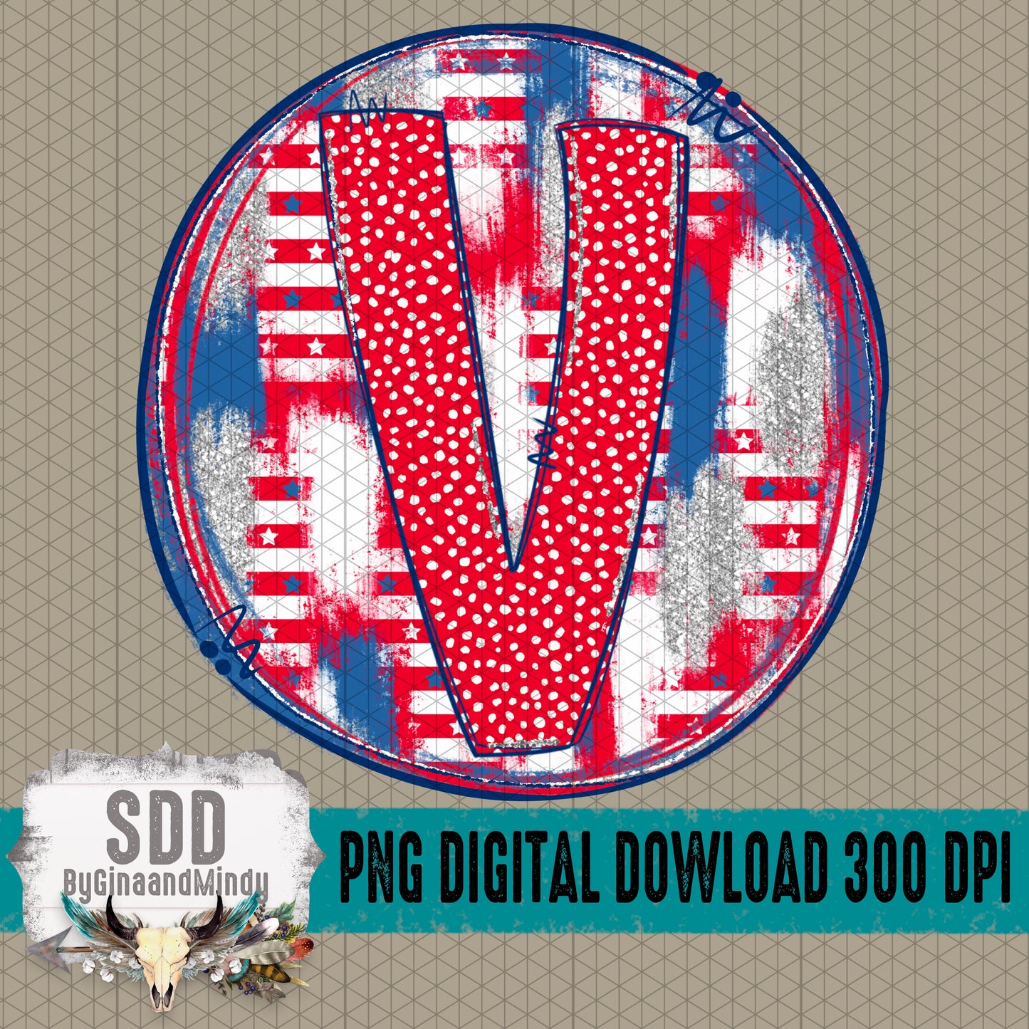 Patriotic Brush Strokes Circle DIY/Personalize; V
