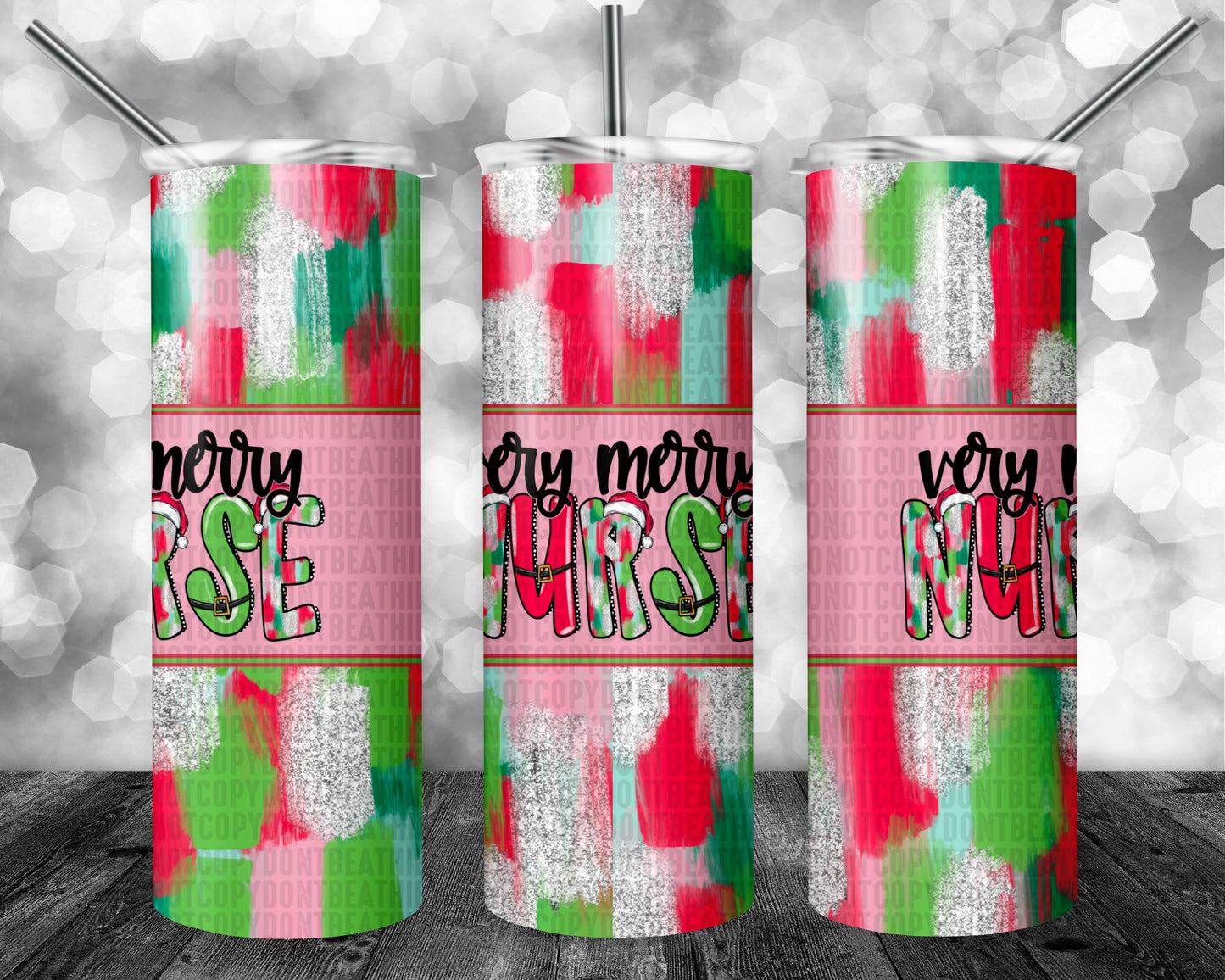 Very Merry Pink 20oz Tumbler Nurse