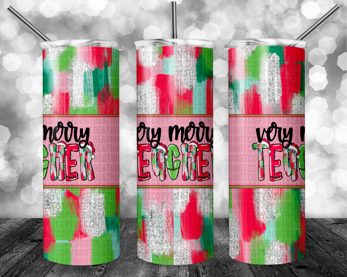 Very Merry Pink 20oz Tumbler Teacher