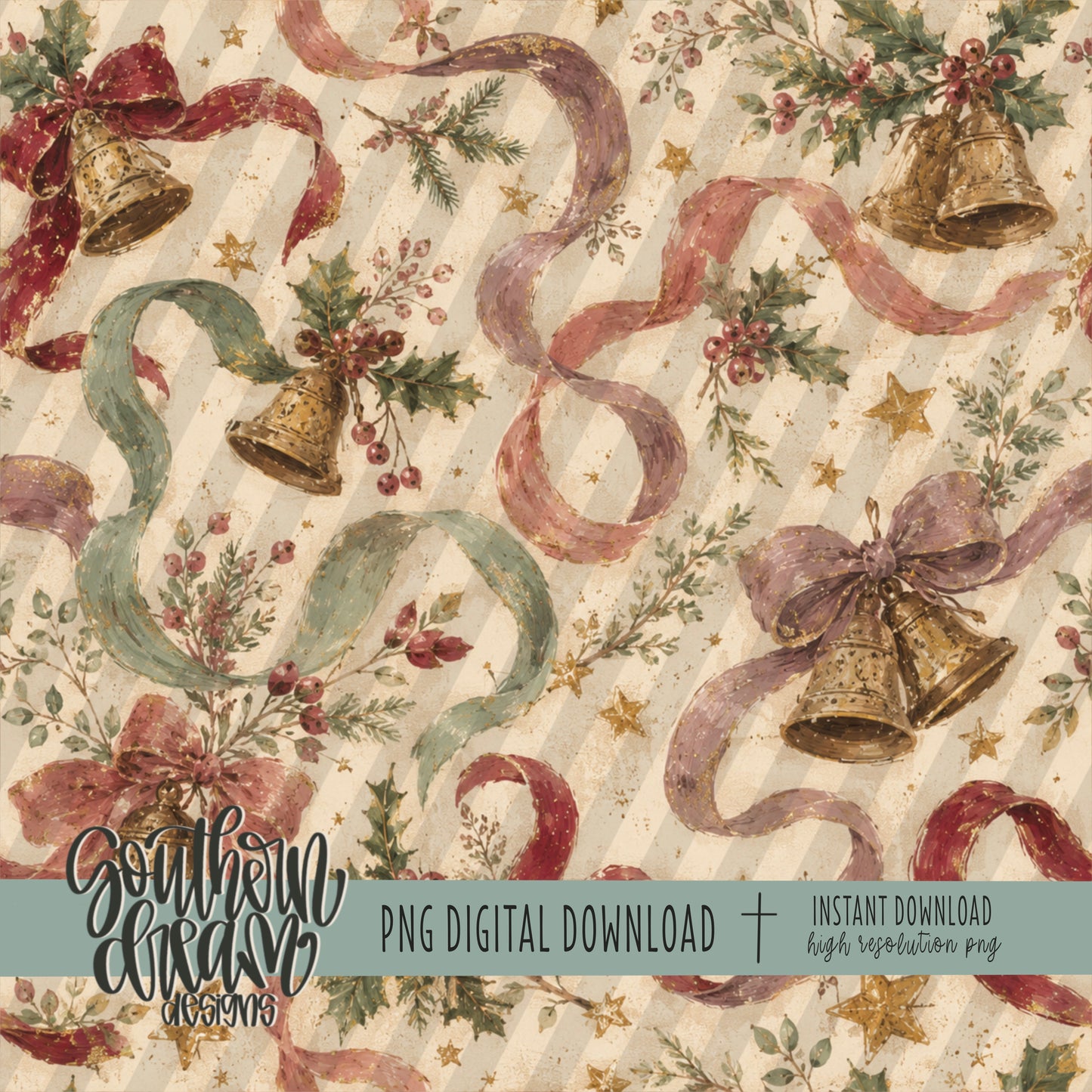 Vintage Christmas Digital Paper BUNDLE (Not Seamless)