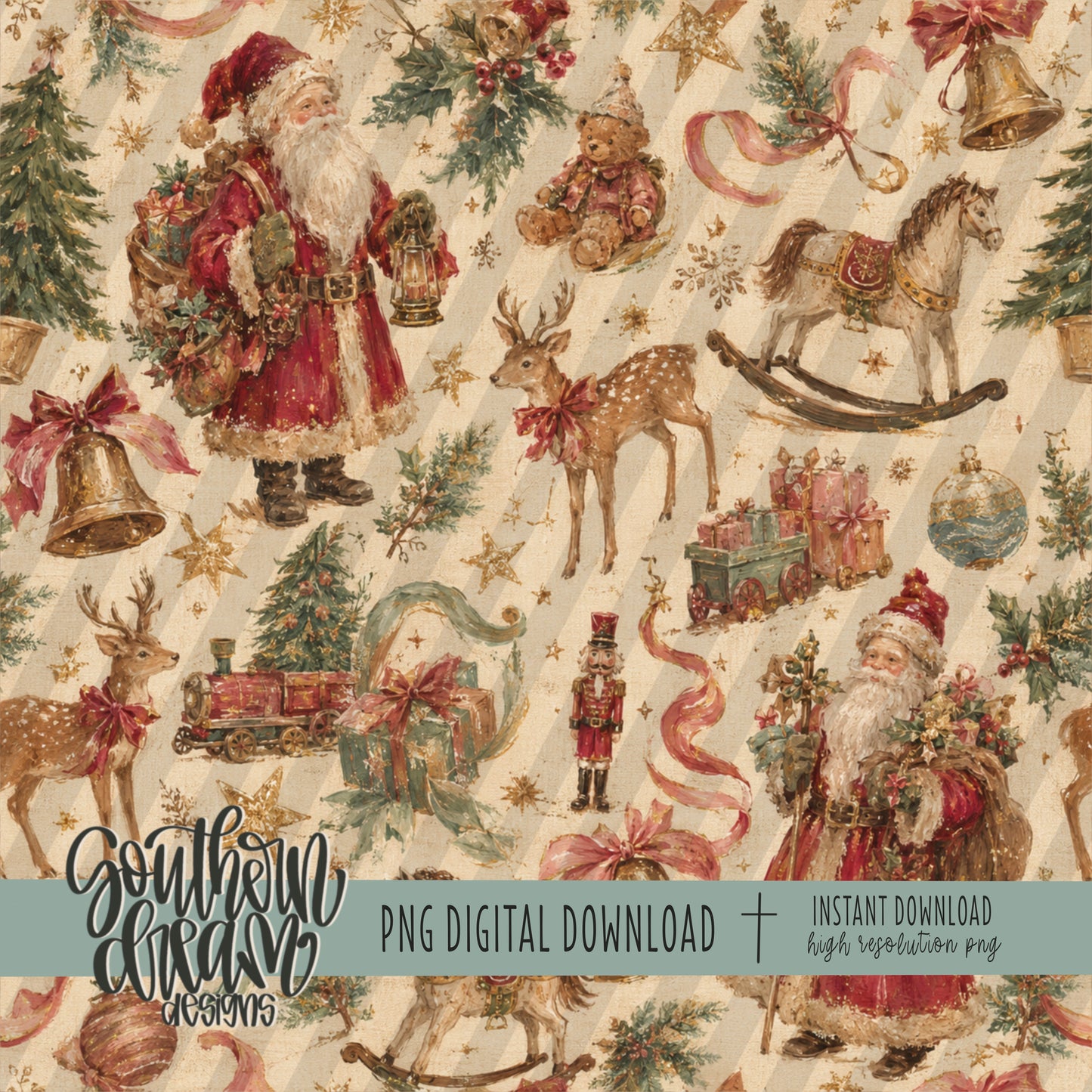 Vintage Christmas Digital Paper BUNDLE (Not Seamless)