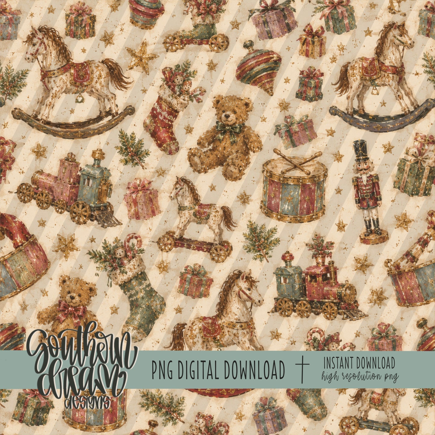 Vintage Christmas Digital Paper BUNDLE (Not Seamless)
