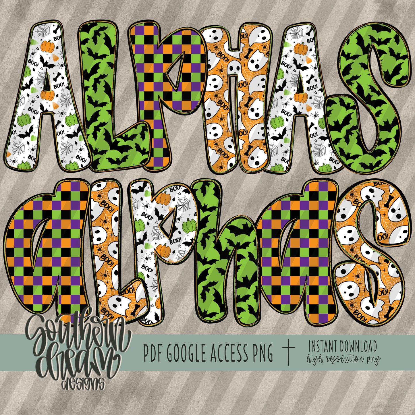 Vintage Halloween Doodle Alpha (4 Sets Aa-Zz)