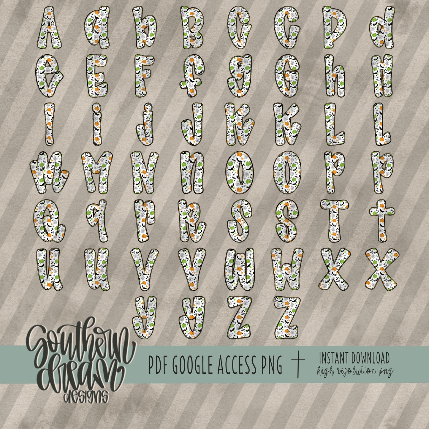 Vintage Halloween Doodle Alpha (4 Sets Aa-Zz)