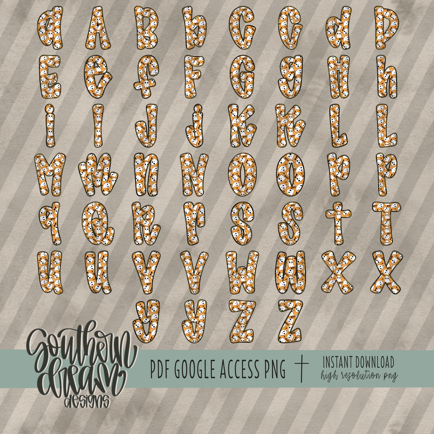 Vintage Halloween Doodle Alpha (4 Sets Aa-Zz)