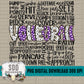 Volleyball Doodle Word Art -Purple