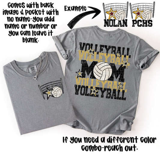 Volleyball Mom; Black & Vegas Gold
