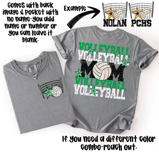 Volleyball Mom; Green & White