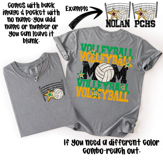 Volleyball Mom; Green & Yellow Gold