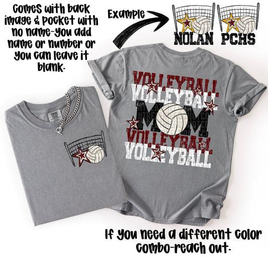 Volleyball Mom; Maroon & White