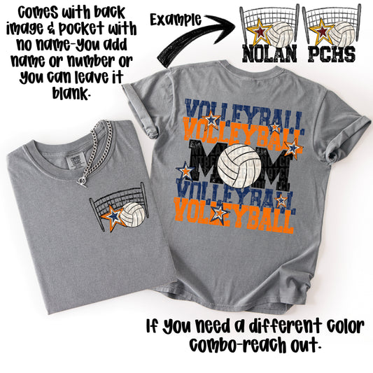 Volleyball Mom; Navy Blue & Orange