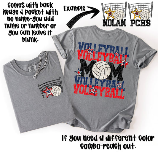 Volleyball Mom; Navy Blue & Red