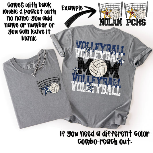 Volleyball Mom; Navy Blue & White