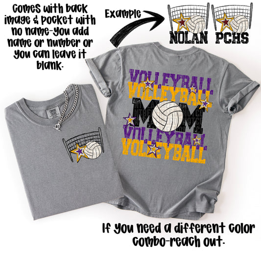 Volleyball Mom; Purple & Yellow Gold